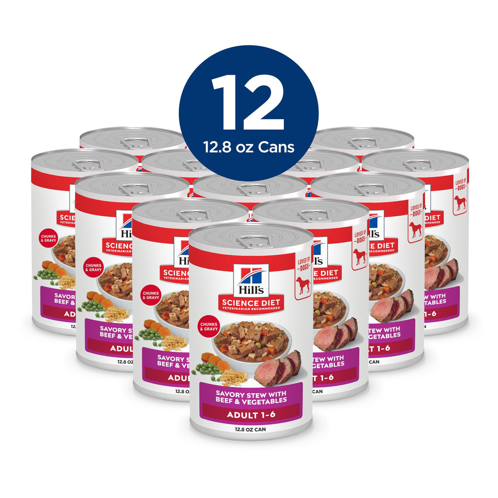Hill's Science Diet Adult Savory Stew morceaux boeuf et légumes – sauce riche.