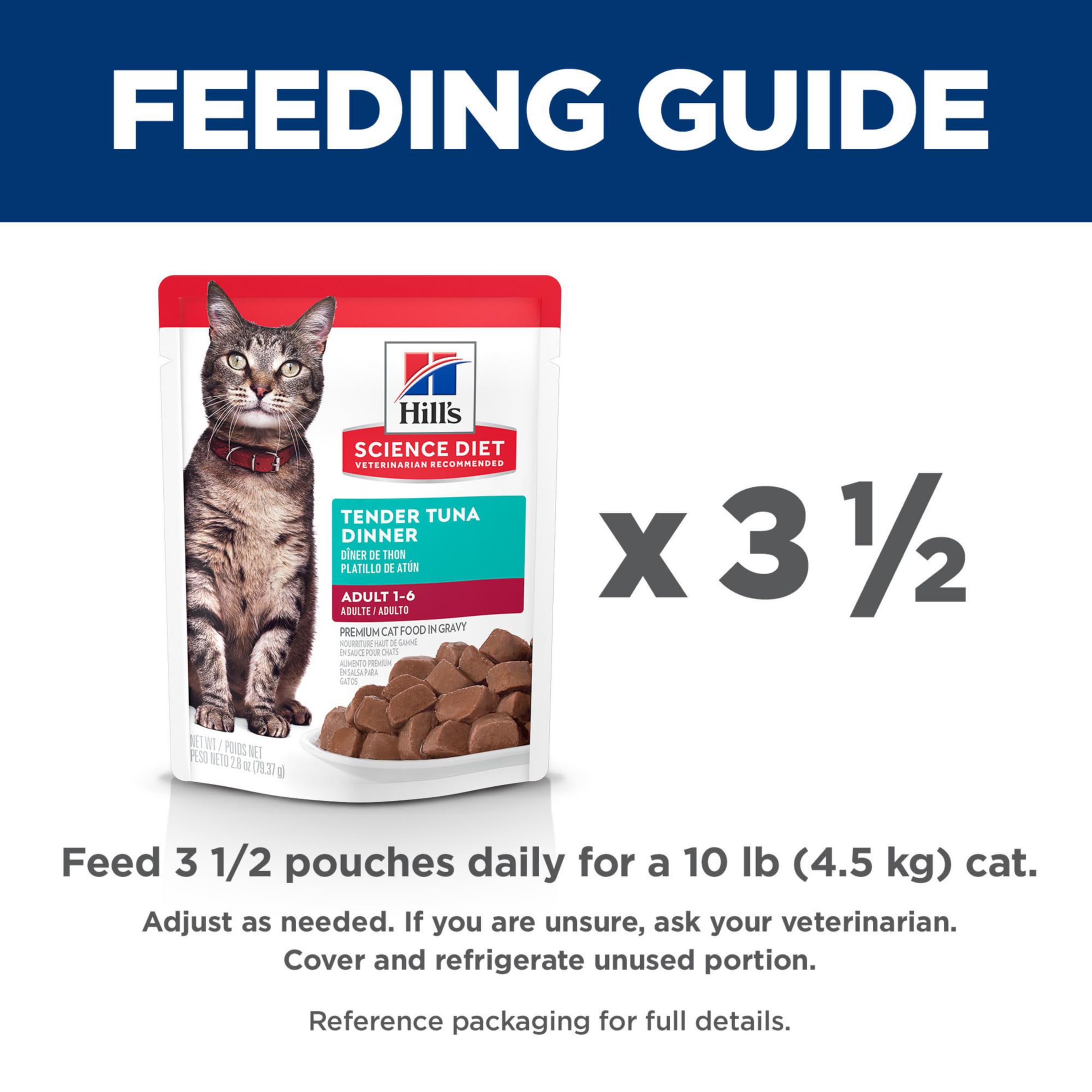 Hill's Science Diet Adulte Tender Tuna, sachets individuels facilitant l'administration et le service.