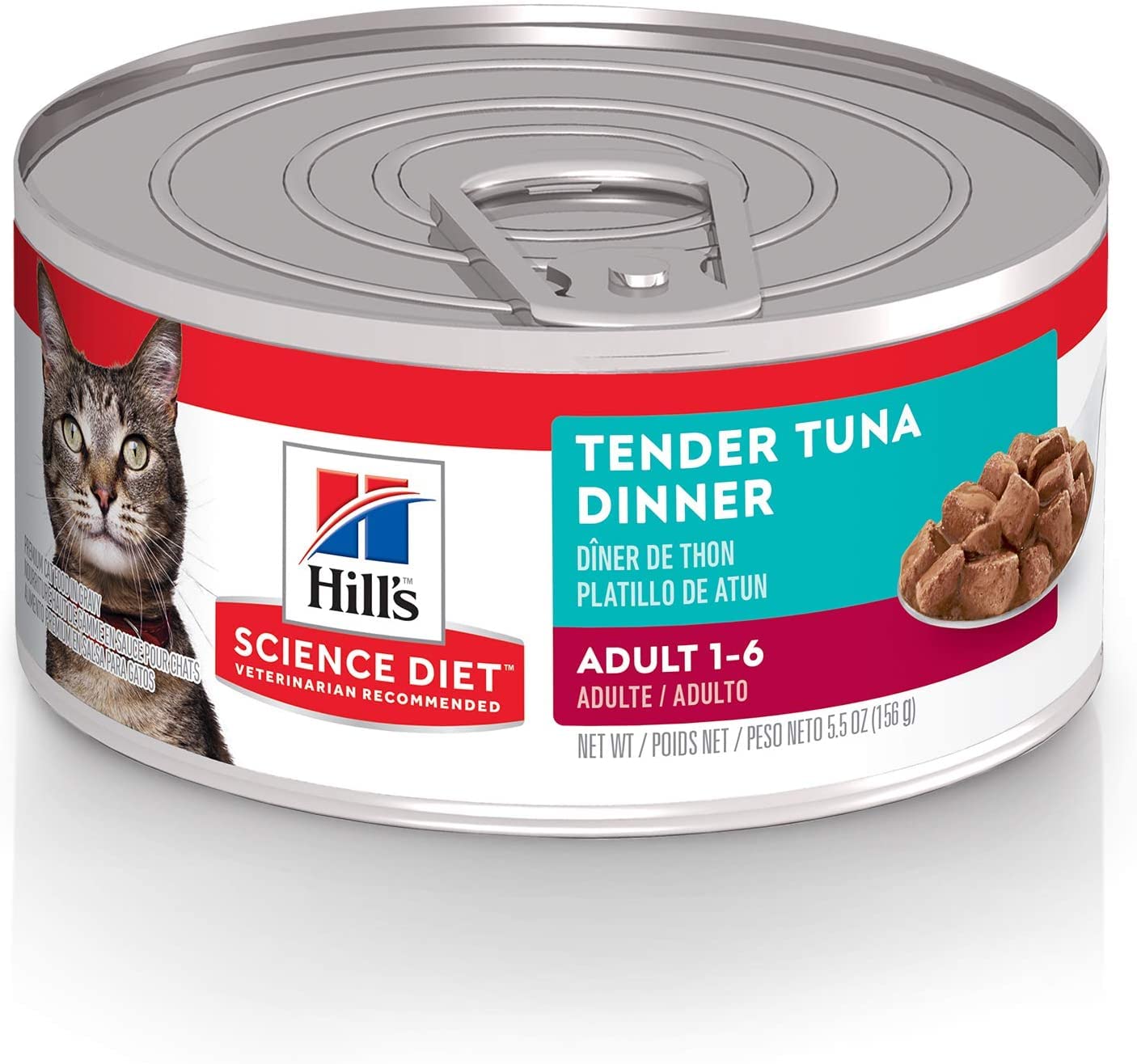 Hill's Science Diet Adulte Thon Boîte: morceaux tendres protéinés pour chats actifs.