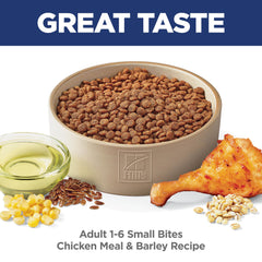 Bol de chien avec Hill's Science Diet, portions adaptées et croquettes appétentes.