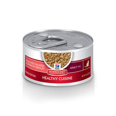 Hill's Science Diet Chat Adulte 1-6 – ragout saumon-poché et épinards, repas équilibré.