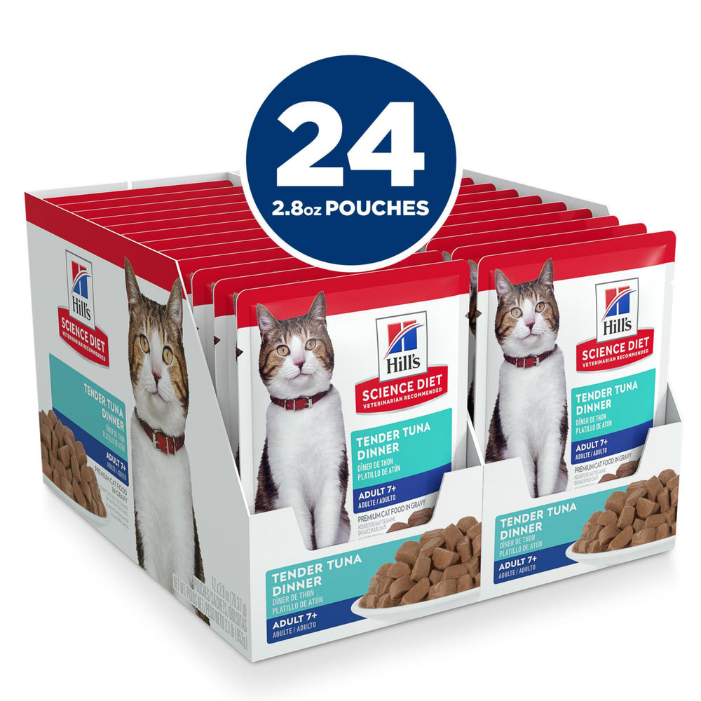 Hill's Science Diet chat adulte 7+ thon ragout, texture onctueuse.