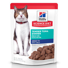 Hill's Science Diet chat adulte 7+ thon ragout, poche pratique pour repas rapide.