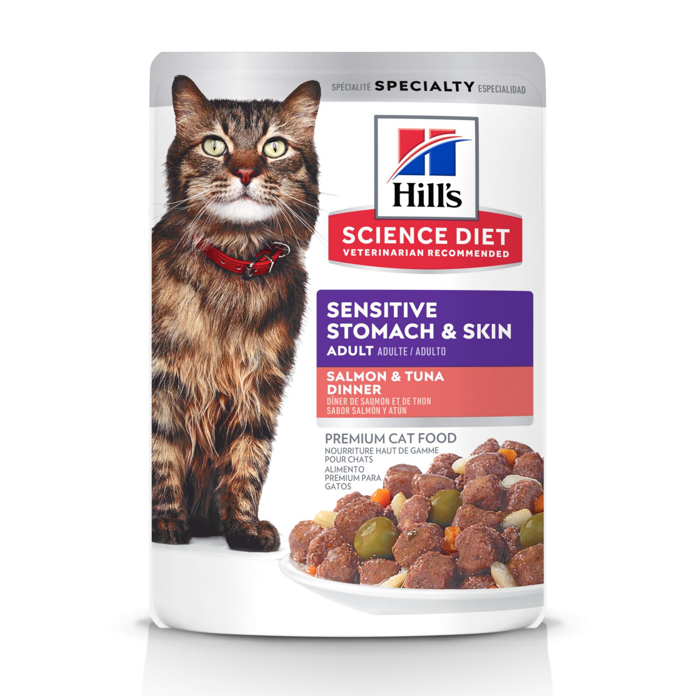 Hill's Science Diet Chat Adulte Estomac Sensible – sachets saumon et thon pour digestion et plaisir