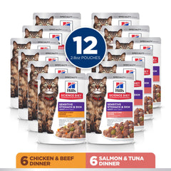 Hill's Science Diet chat adulte poulet-boeuf; poche 2-8oz; repas riche en protéines