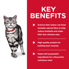 Hill's Science Diet Chat Intérieur Poulet – boîte: fibres naturelles favorisant l'élimination des poils.