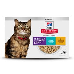 Hill's Science Diet chat poisson estomac sensible avec legumes, pâtée facile à digérer