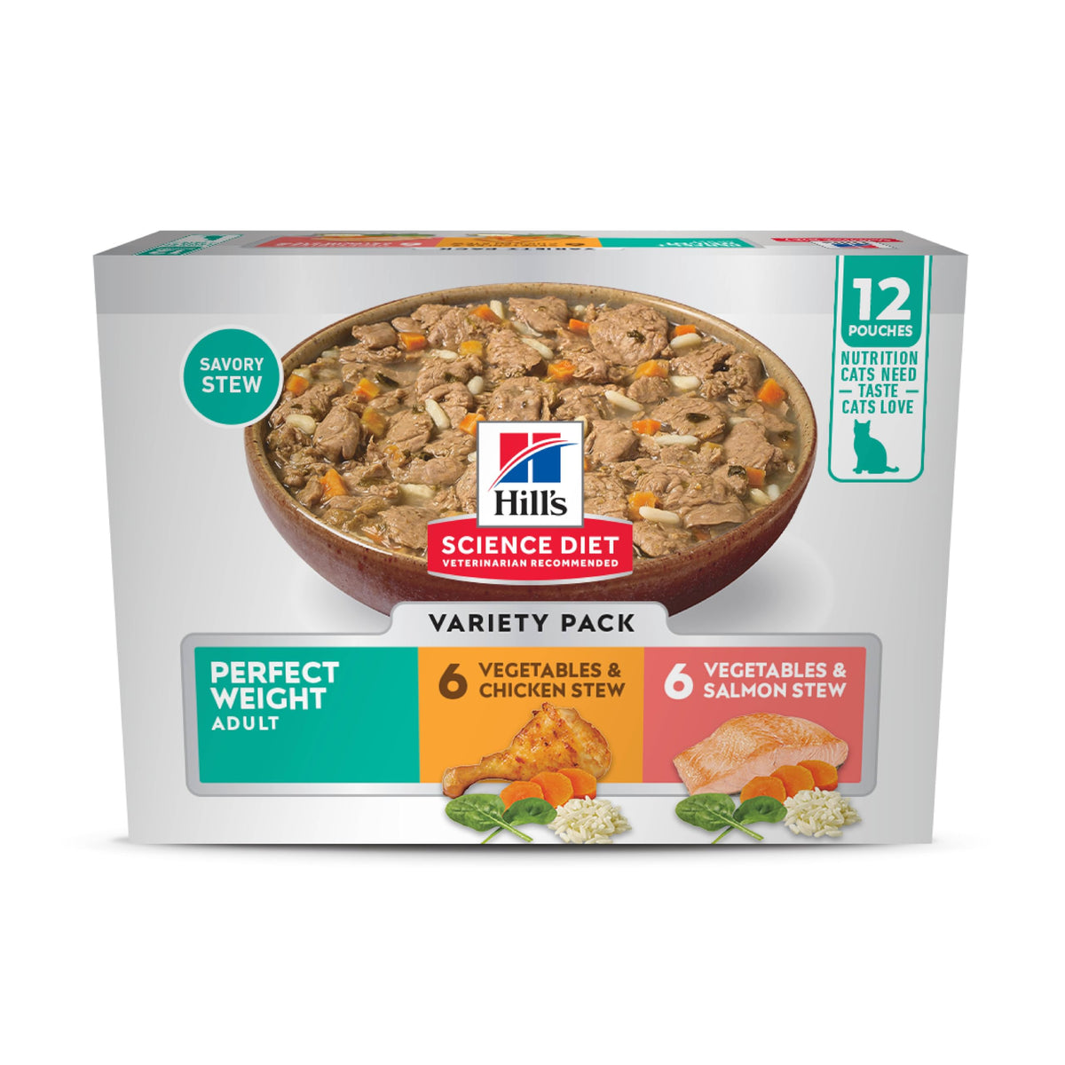 Hill's Science Diet Chat, sachet poulet et légumes, repas équilibré pour chat actif.
