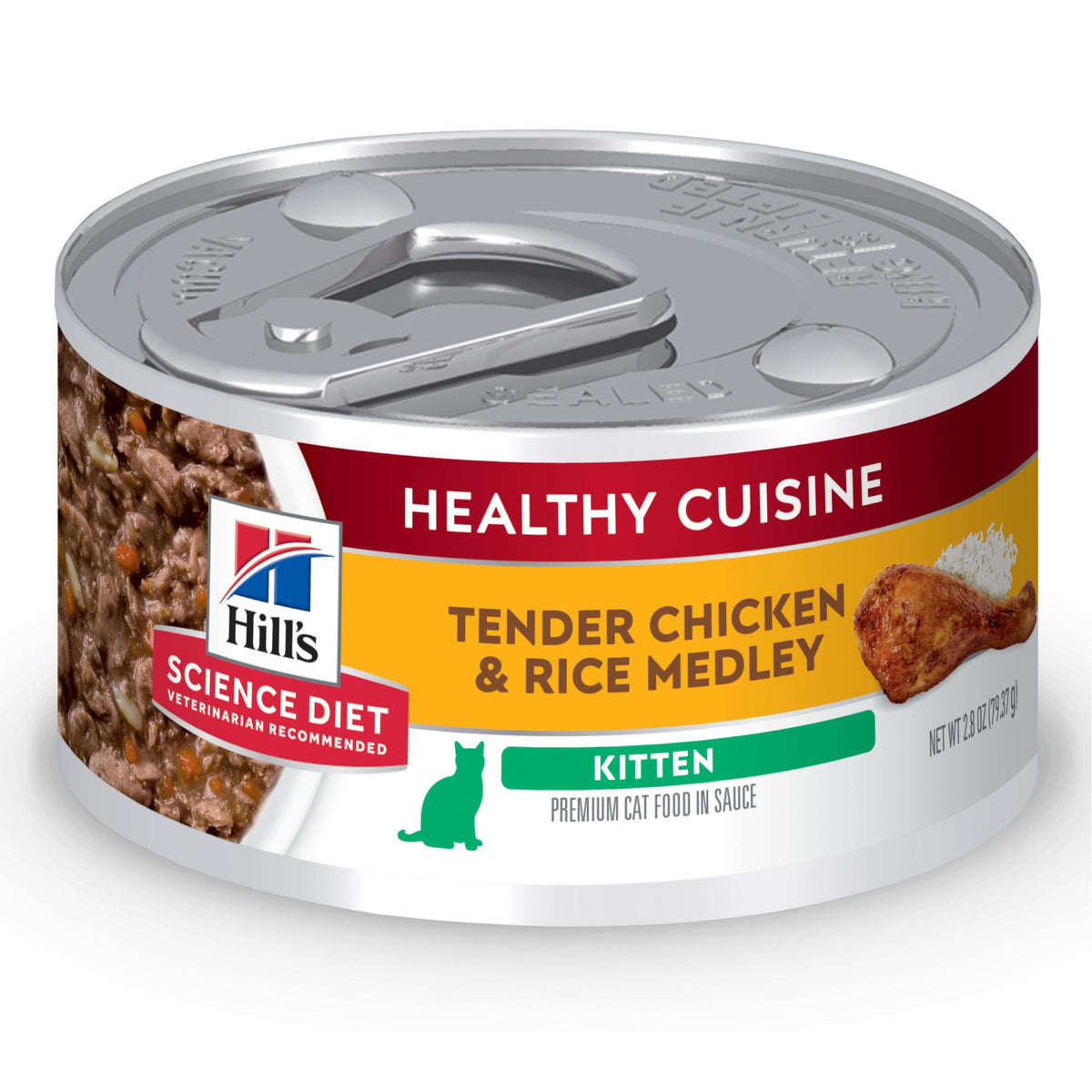 Hill's Science Diet Chaton Healthy Cuisine poulet et riz en conserve 2,8 oz, favorisant croissance et digestion.