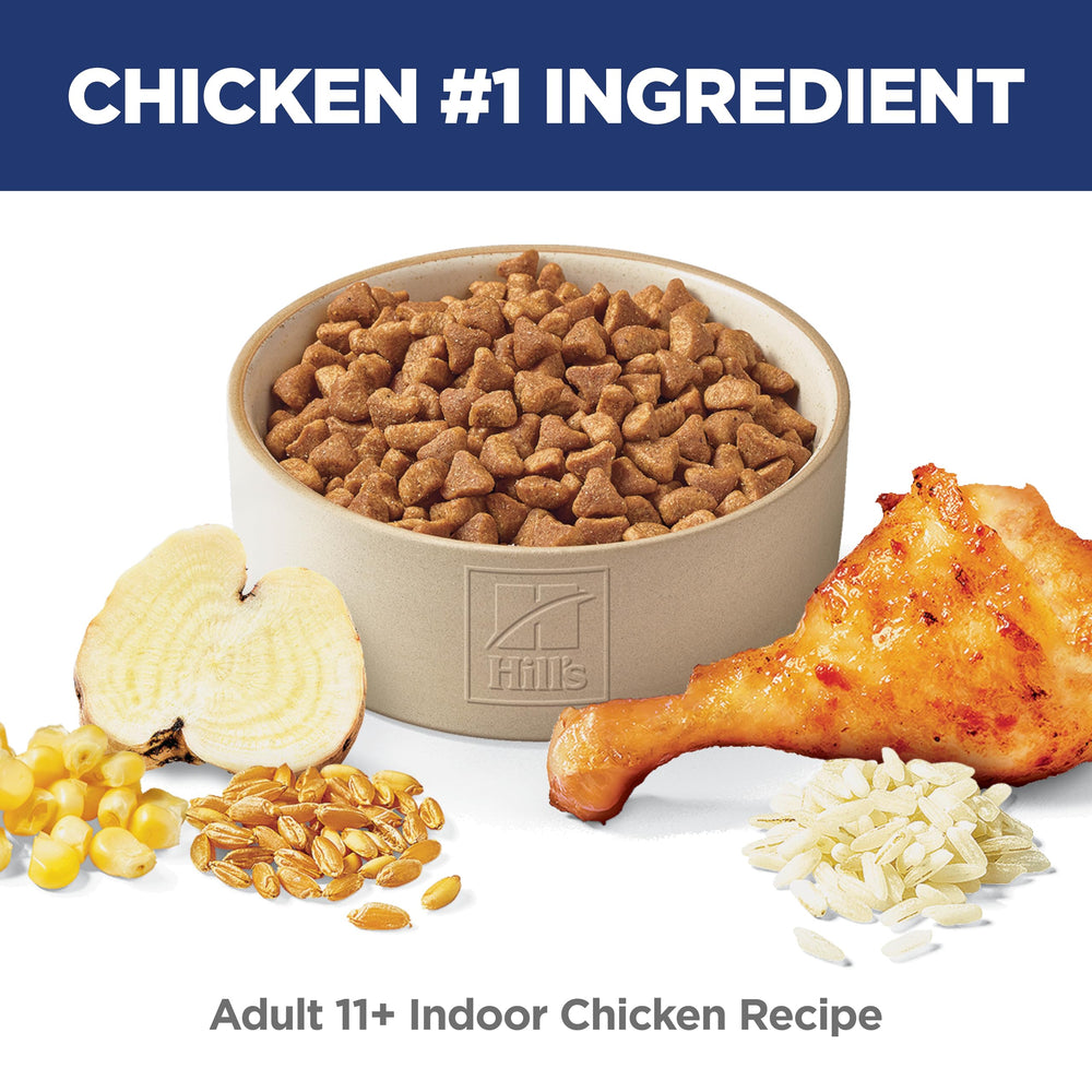 Hill's Science Diet Indoor 11+ ingrédients naturels pour une alimentation équilibrée.