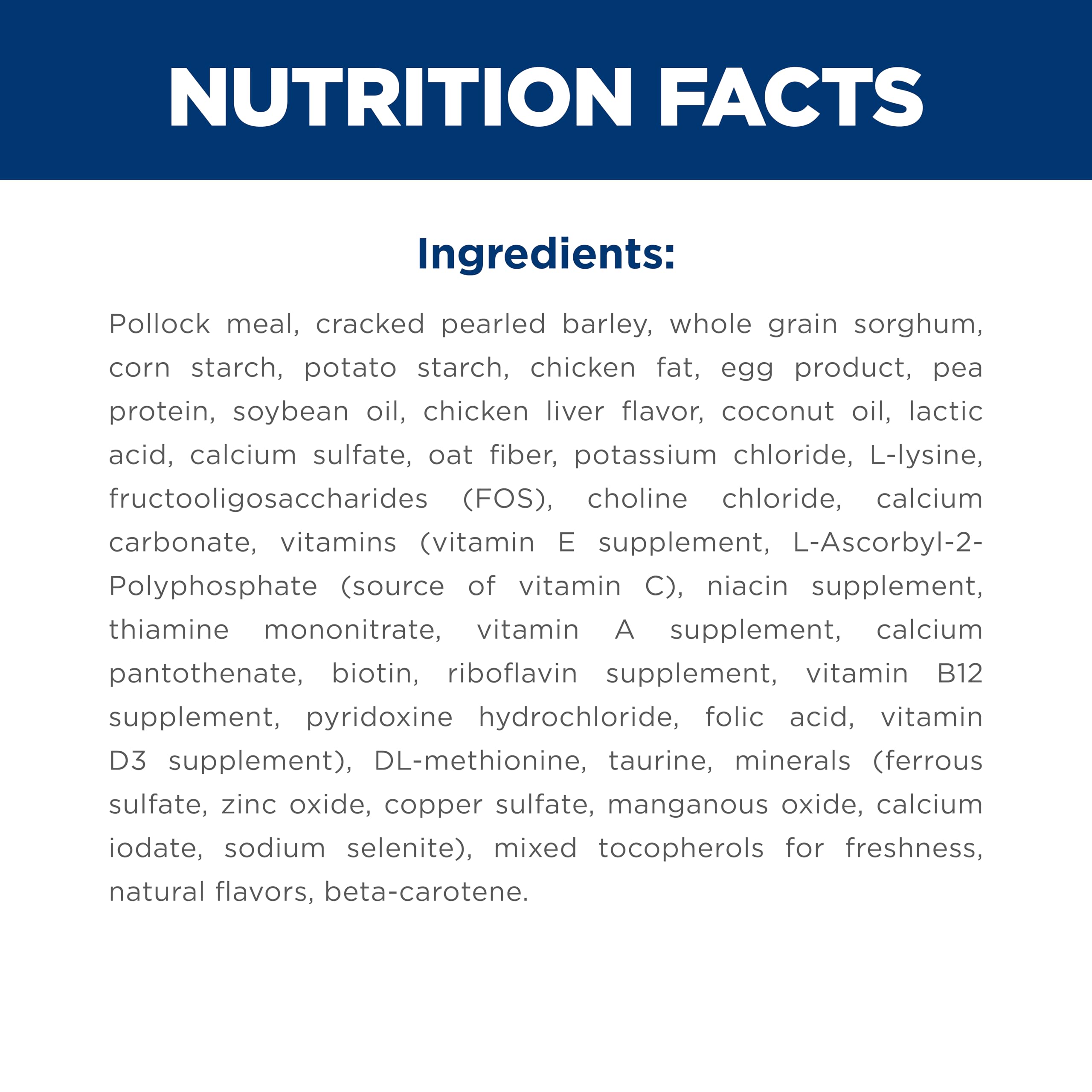 Hill's Science Diet Ingrédients naturels avec vitamines et acides aminés.