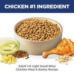 Ingrédients Hill's Science Diet Light : poulet et orge pour une alimentation équilibrée.