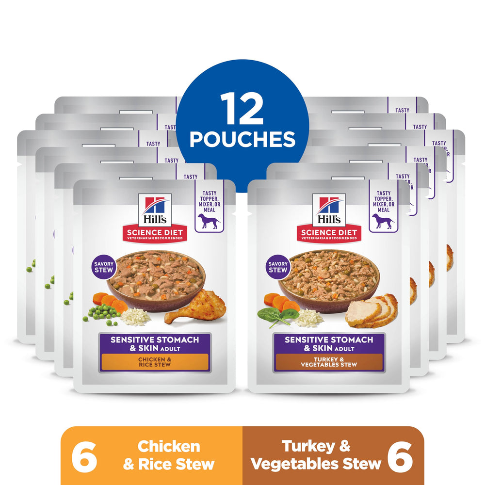 Hill's Science Diet pack-variete poulet-dinde-stew – variété de repas pour chien adulte.