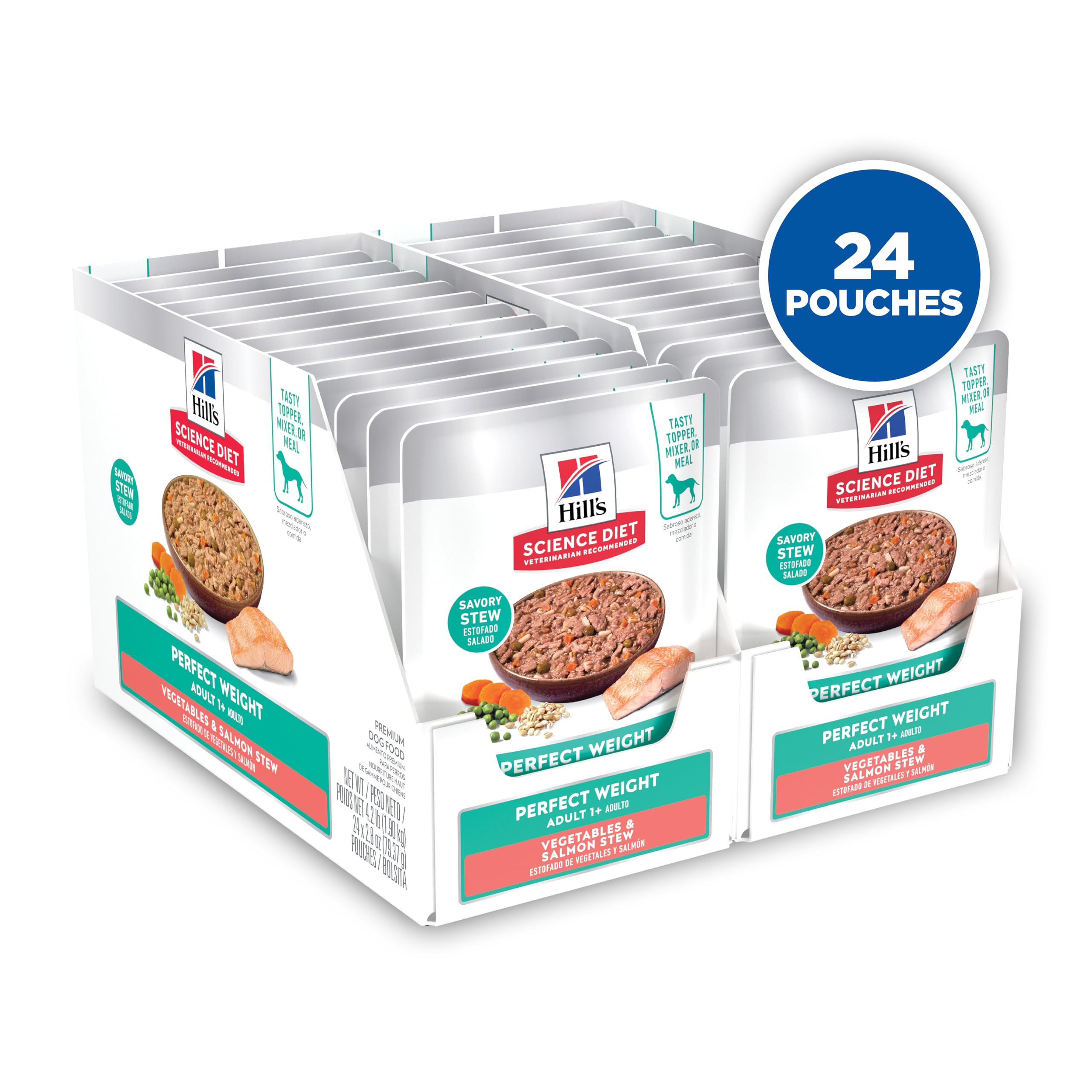 Hill's Science Diet Poids Idéal – sachet saumon et légumes, goût savoureux et protéines de qualité.