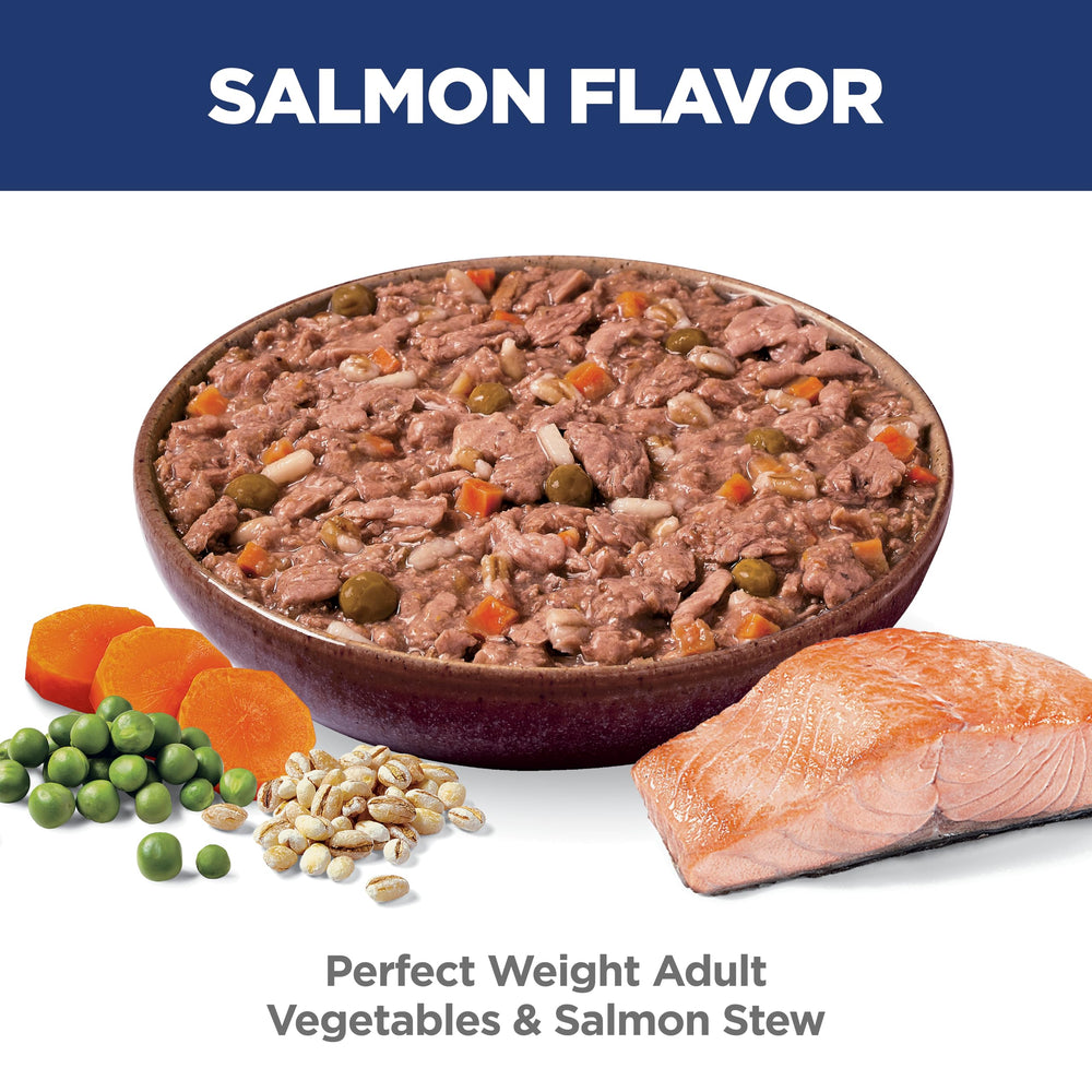 Hill's Science Diet Poids Idéal – sachet saumon et légumes, pratique en repas portionnés.