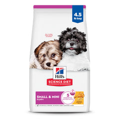 Hill's Science Diet Puppy Petit et Mini croquettes poulet et riz brun pour chiots.