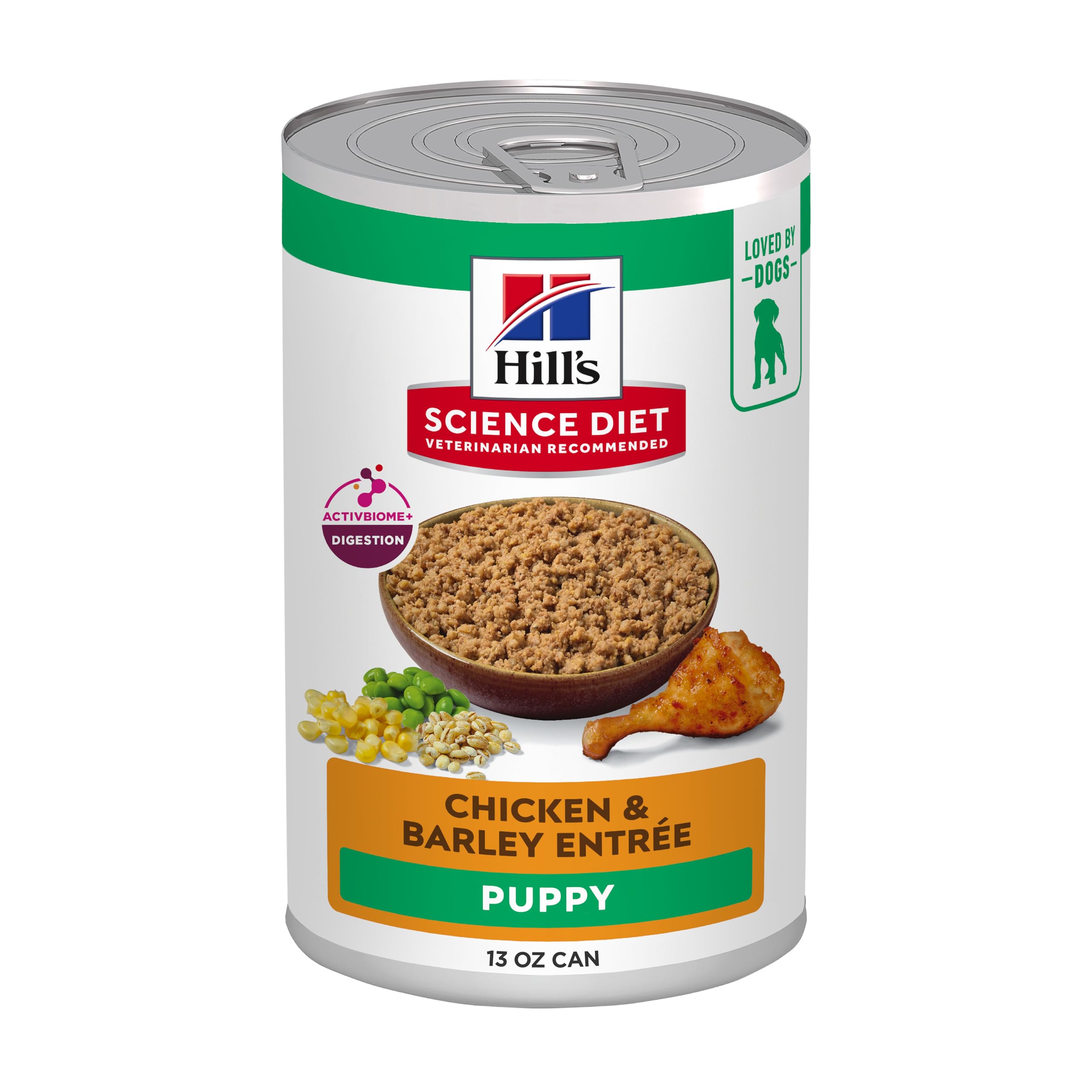 Hill's Science Diet Puppy poulet et orge en conserve, 13 oz, nutrition adaptée pour chiots actifs.