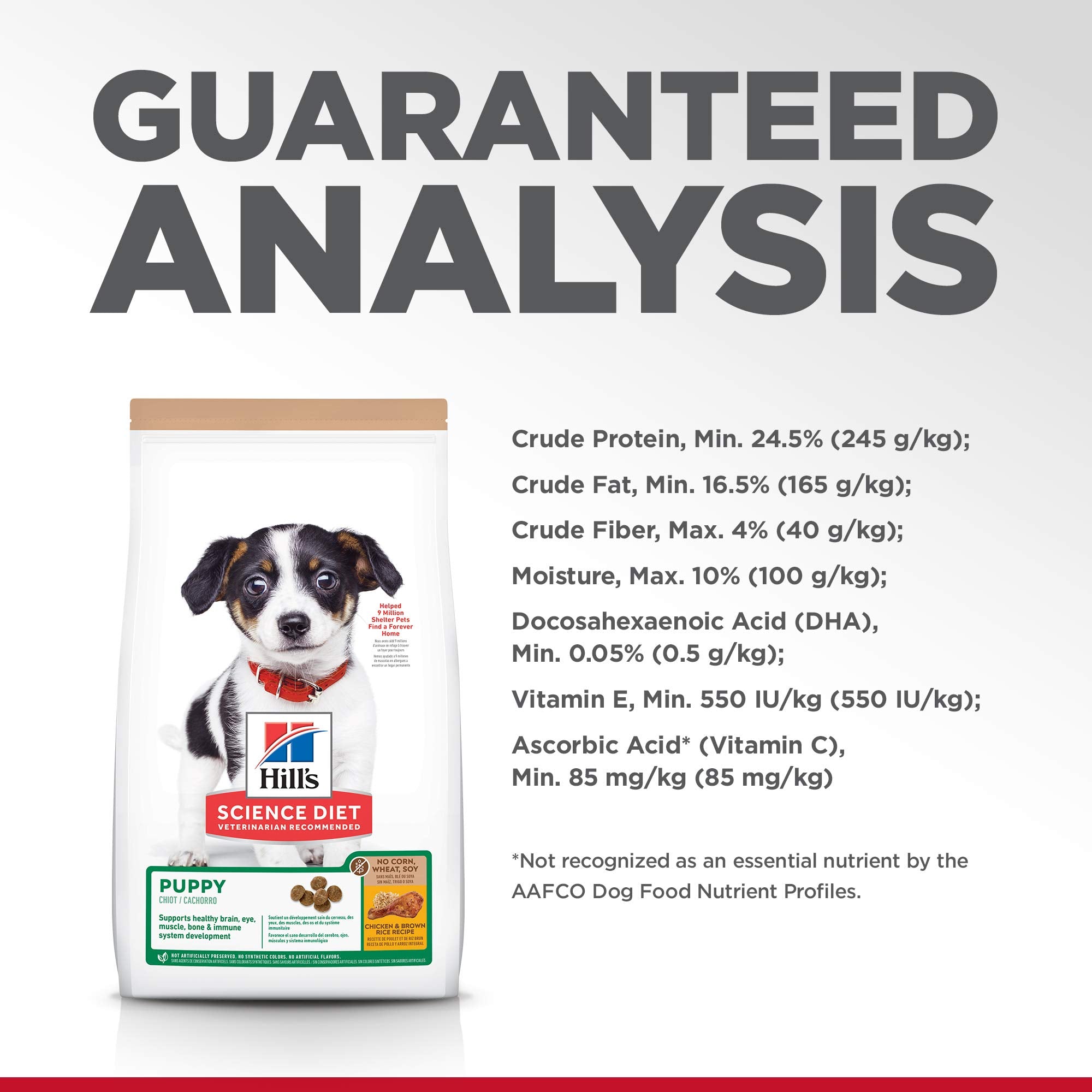 Formulation sans maïs, sans blé ni soja pour Hill's Science Diet Puppy.