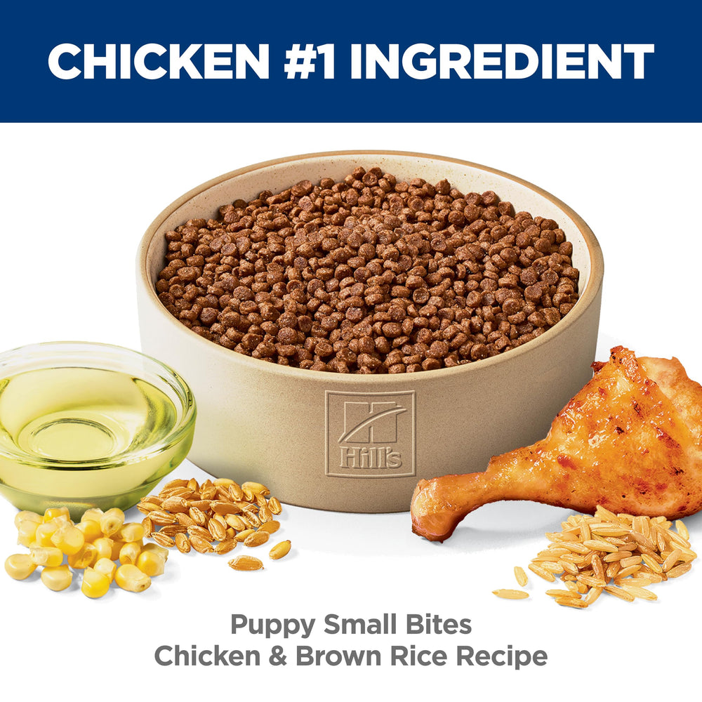 Hill's Science Diet Chiots poulet et riz brun, saveur appréciée par les chiots.