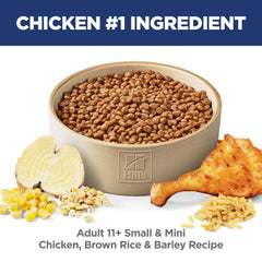 Hill's Science Diet Senior 11+ – ingrédients poulet, riz brun et orge, goût digeste.