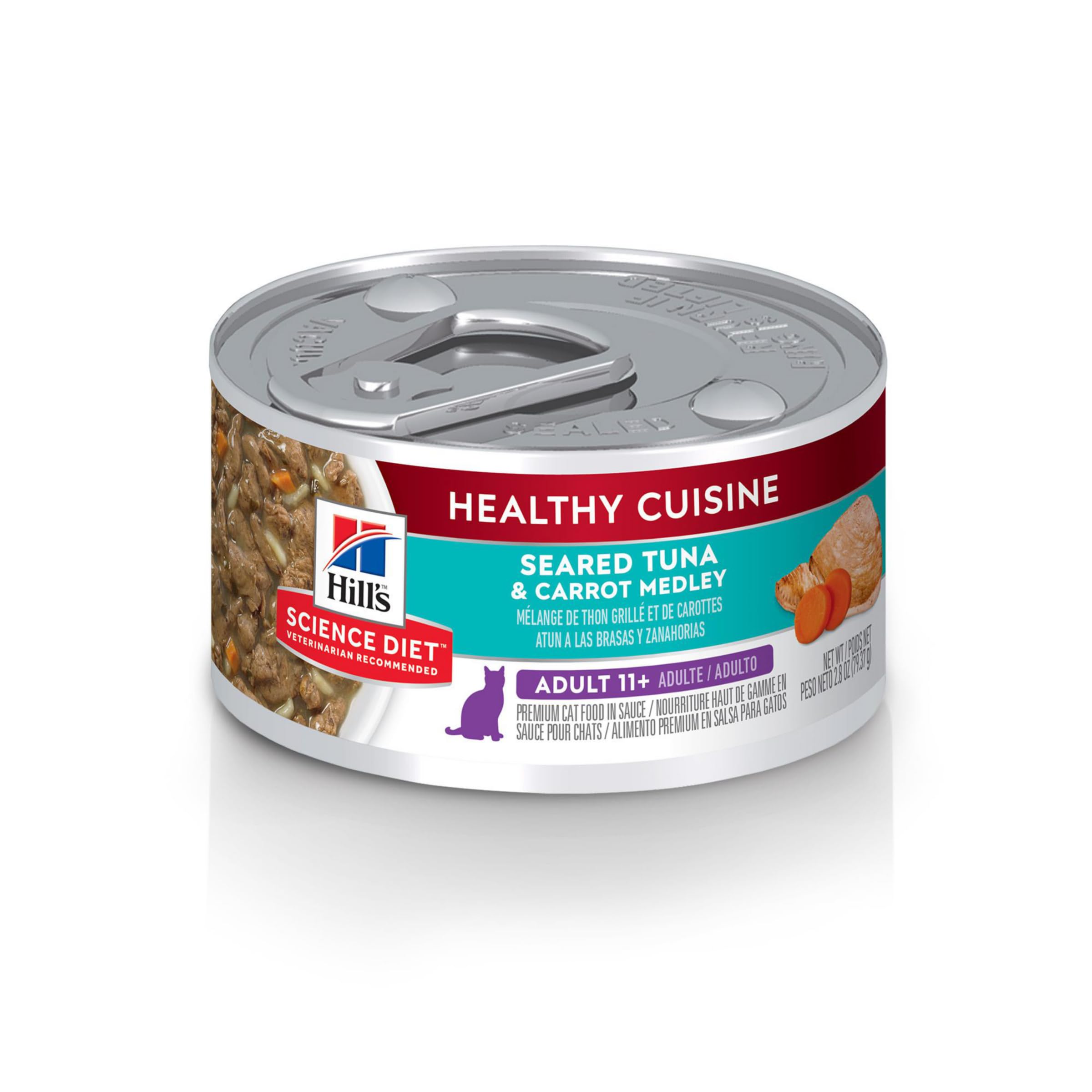Hill's Science Diet Senior 11+ thon carotte en boîte 2,8 oz : repas humide savoureux.