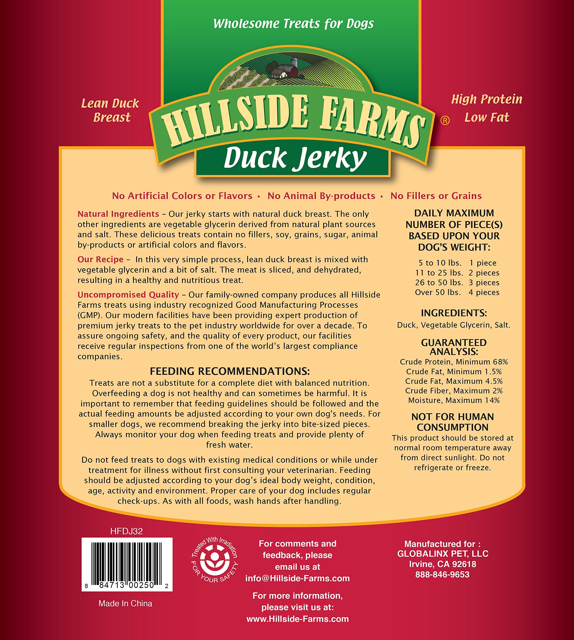 Friandise Hillside Farms Canard Jerky, morceaux faciles à casser pour petits chiens