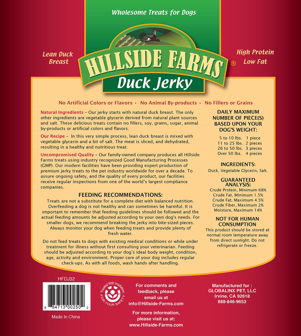 Friandise Hillside Farms Canard Jerky, morceaux faciles à casser pour petits chiens