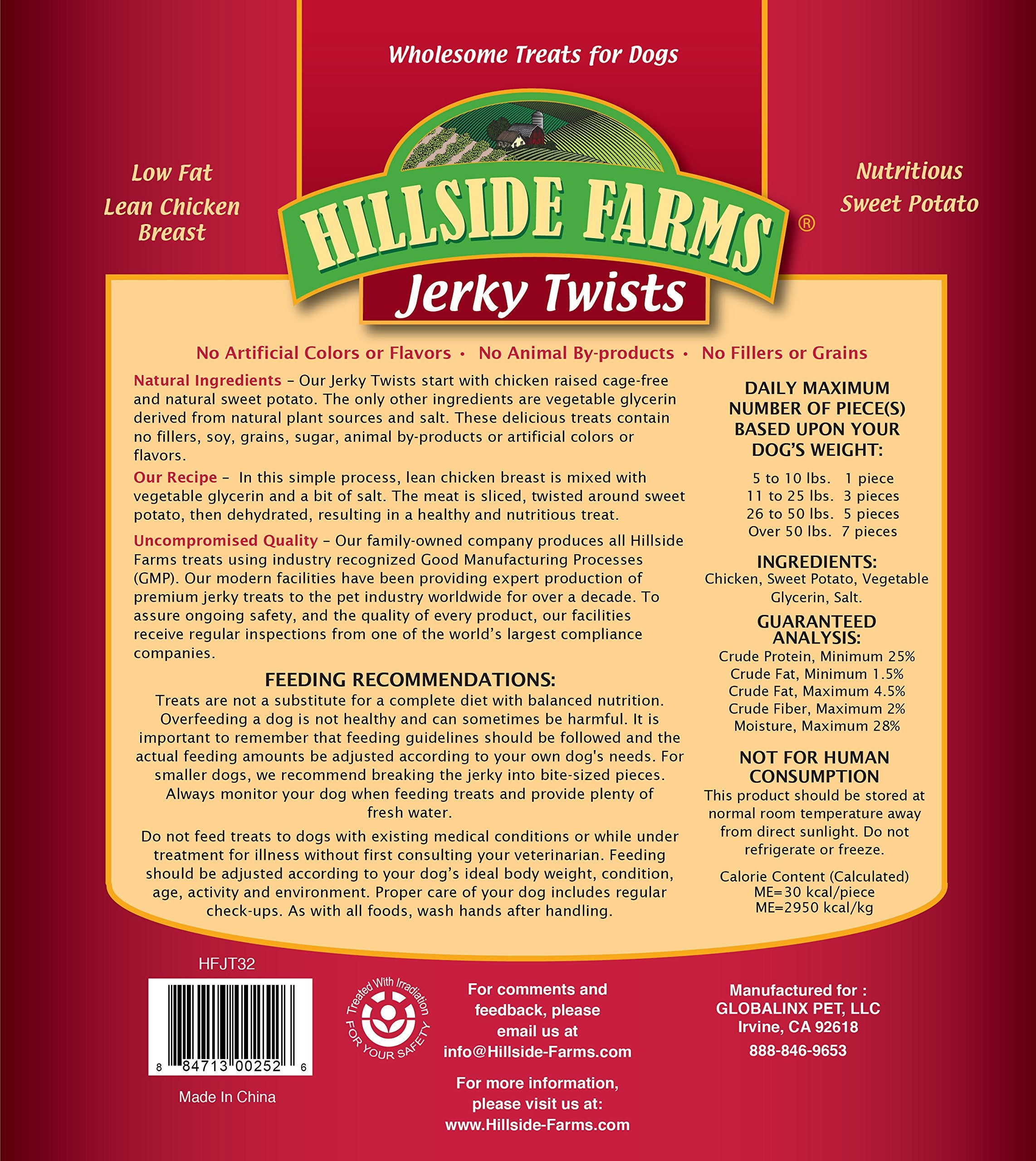 Hillside Farms emballage torsades de jerky poulet et patate douce, pratique à emporter