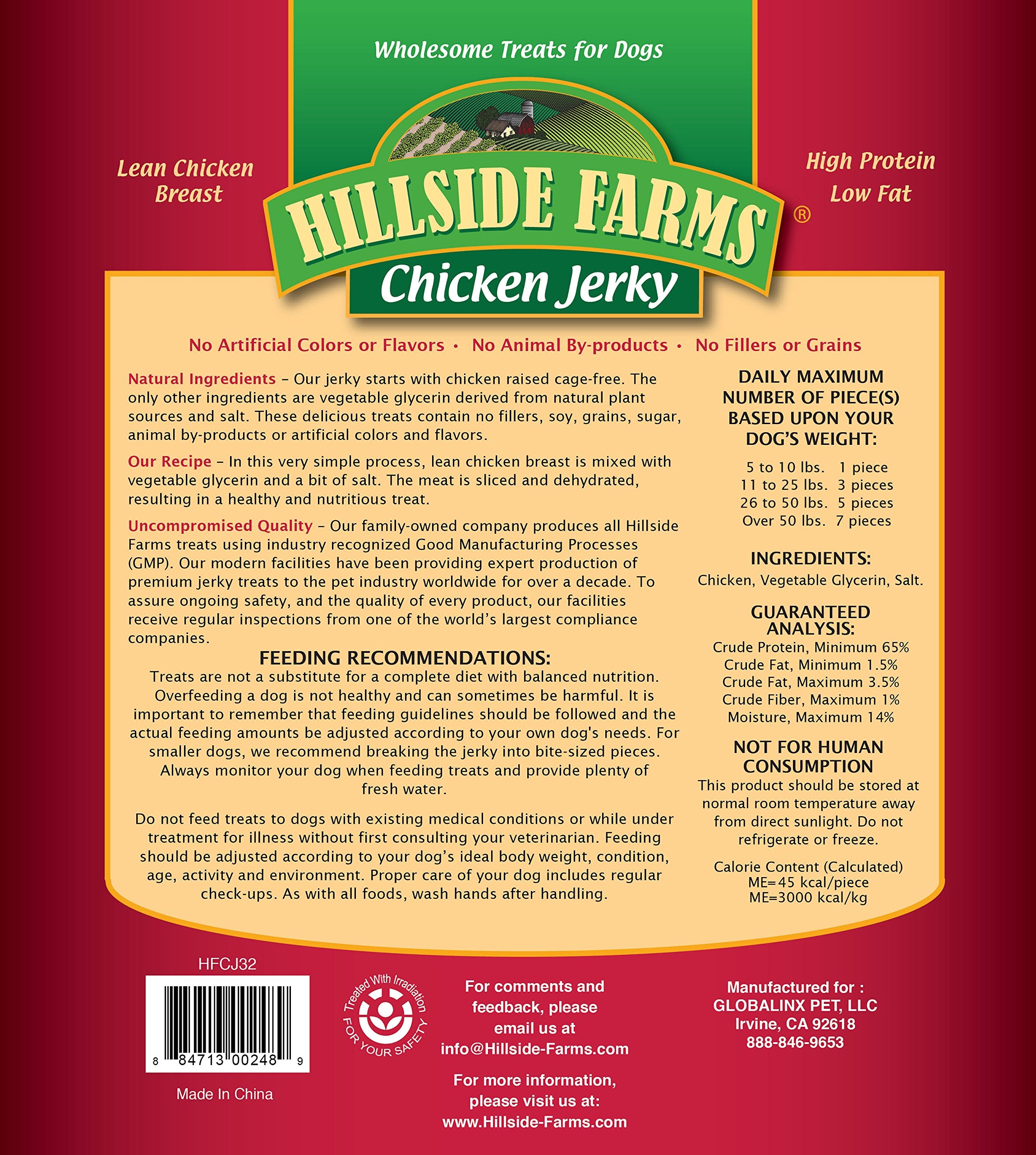 Tranches de jerky Hillside Farms au poulet, texture tendre adaptée à l'entraînement.