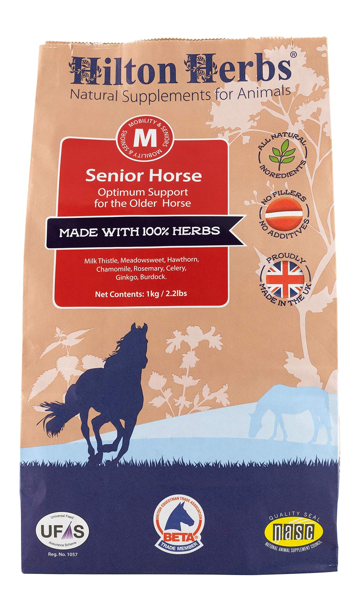 Hilton Herbs Senior Horse flacon de soutien global pour chevaux âgés.