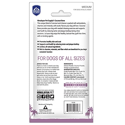 Himalayan Dog Chew Coconut Bone gros plan, texture dense idéale pour la mastication.