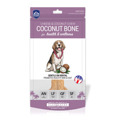 Himalayan Dog Chew Coconut Bone emballage montrant le produit, option durable pour les chiens.