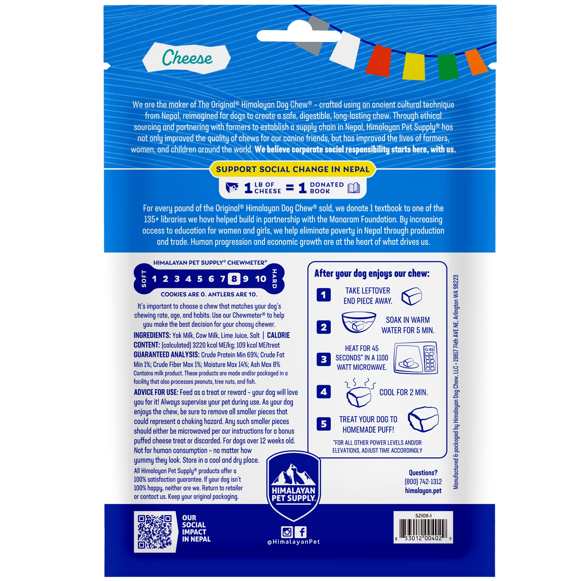 Himalayan Dog Chew idéal pour petites races, environ 7 kg.