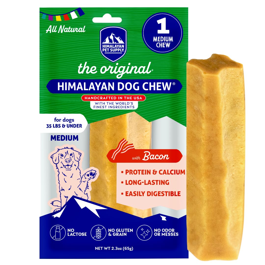 Himalayan Dog Chew Original fromage yak bacon, bâton durable pour chiens jusqu'à 16 kg