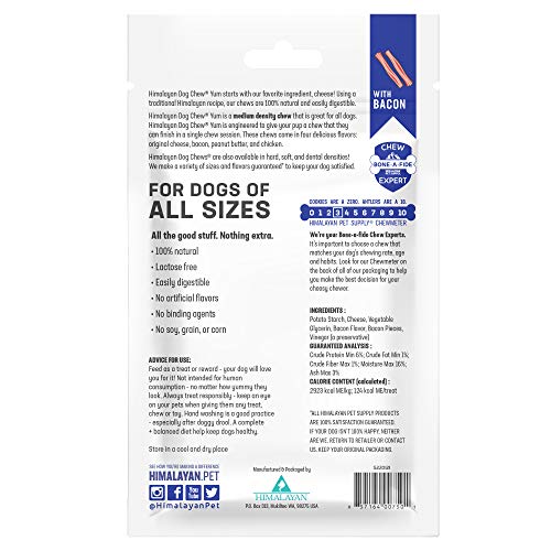 Himalayan Dog Chew, sachet refermable avec trois gourmandises pratiques.