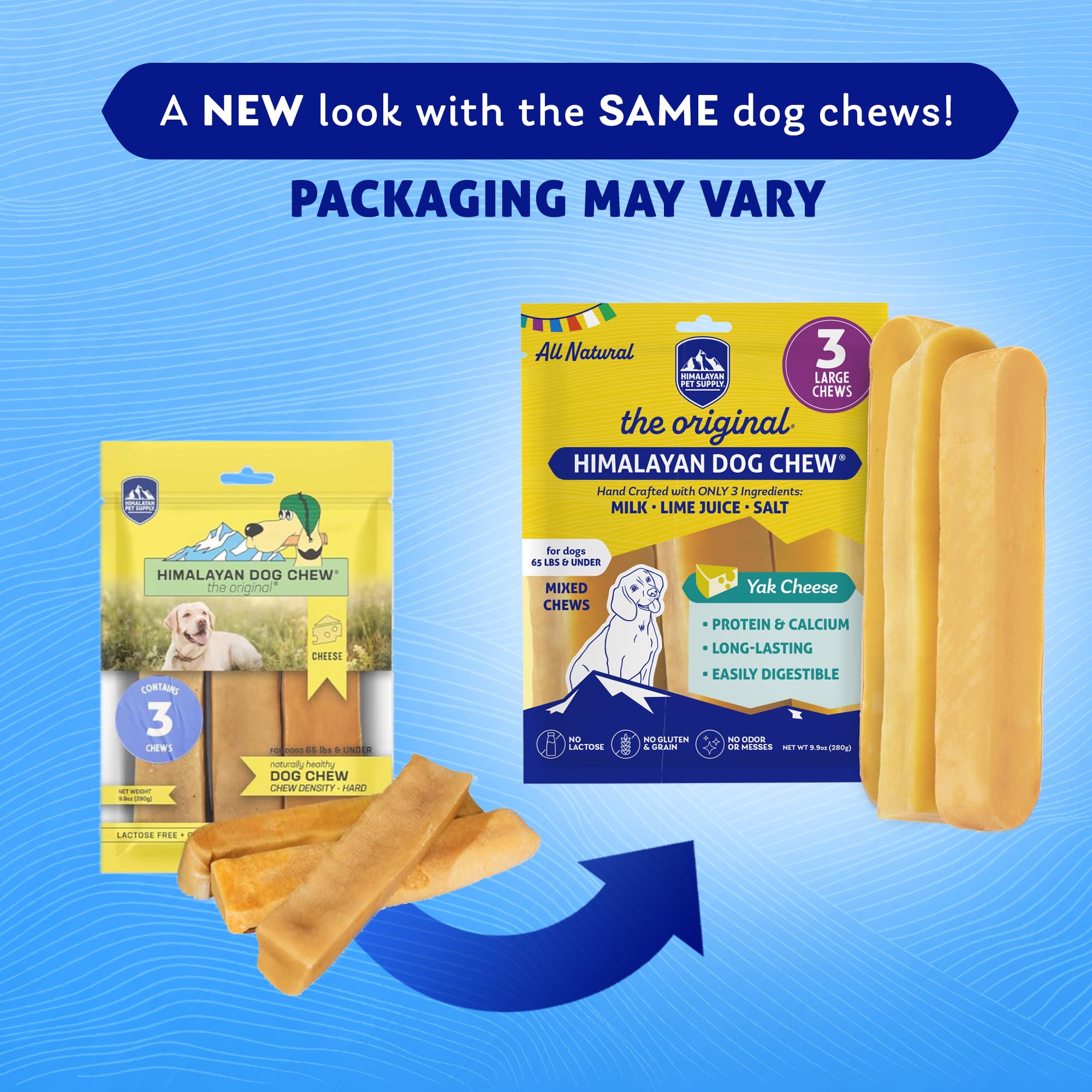 Himalayan Dog Chew goût fromage original, chien heureux durant la dégustation.