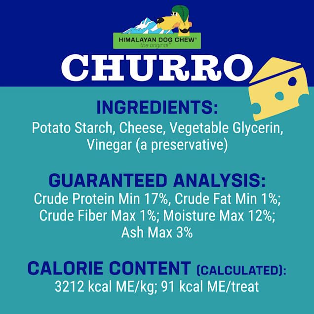 Himalayan Dog Chew Say Cheese fromage churro, saveur savoureuse pour stimuler l'activité.