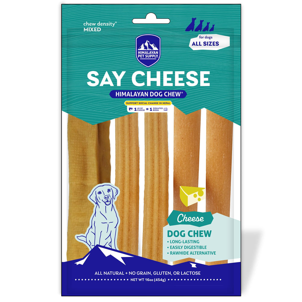 Himalayan Dog Chew Say Cheese original, texture ferme pour une mastication prolongée.