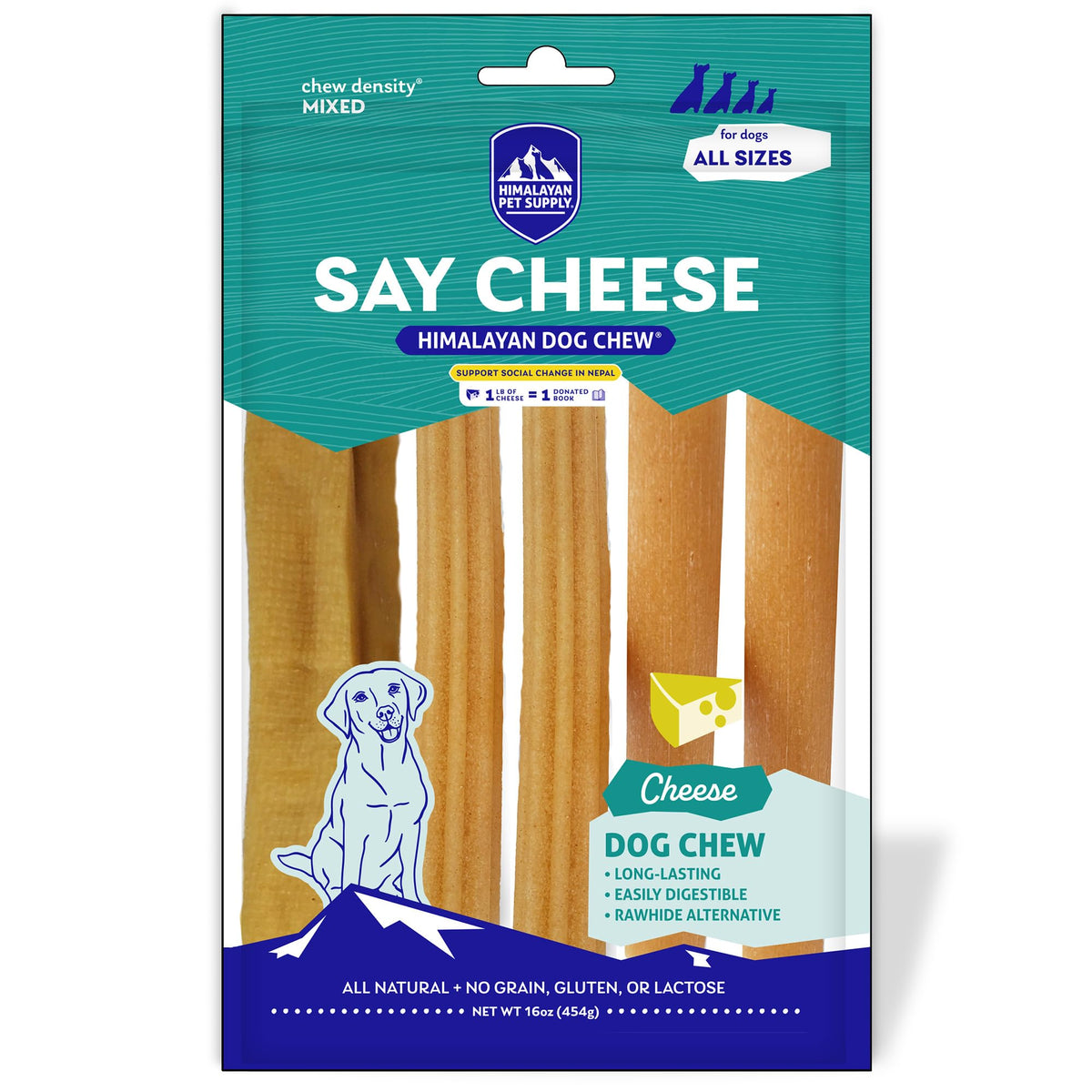 Himalayan Dog Chew Say Cheese original, texture ferme pour une mastication prolongée.