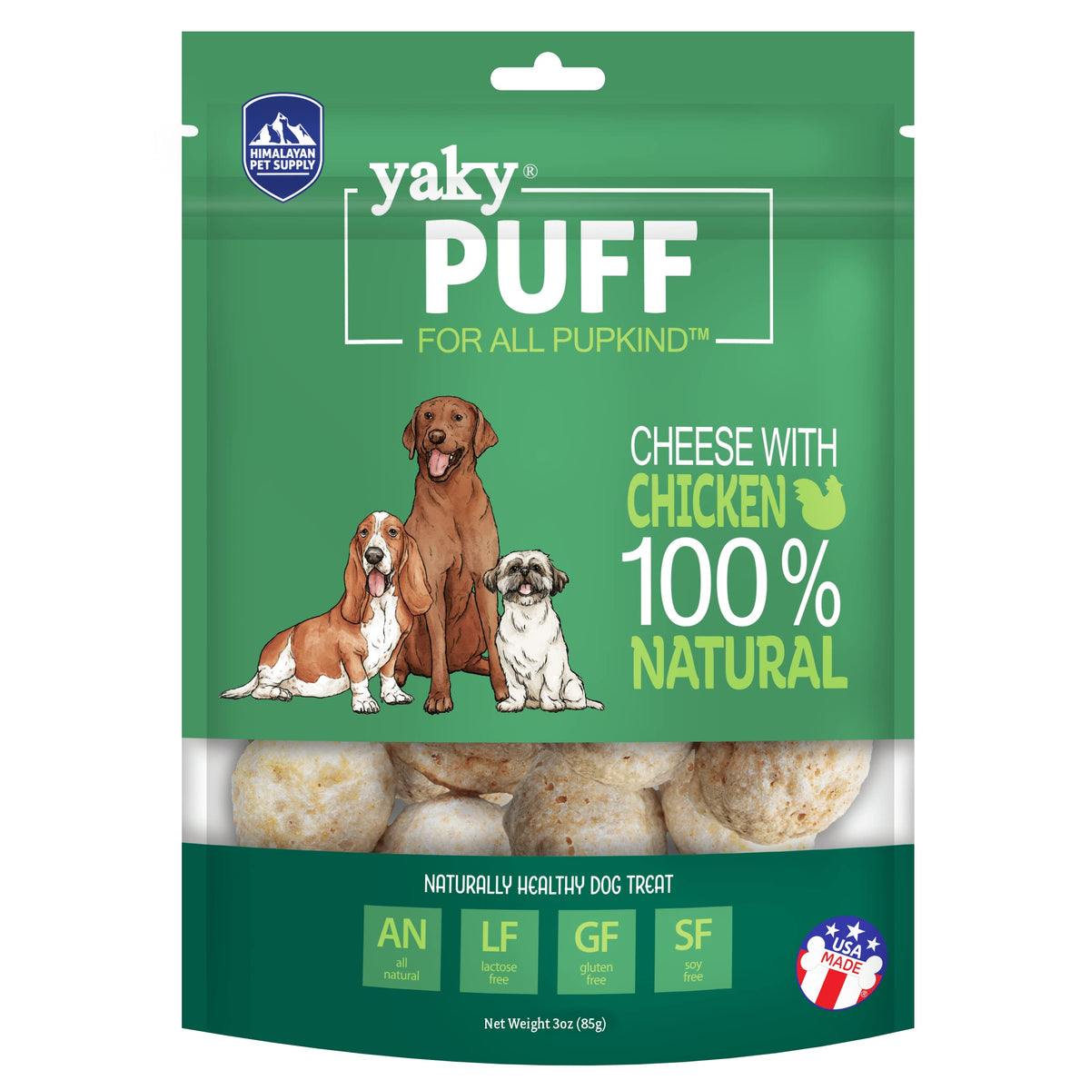 Himalayan Dog Chew Yak Cheese Treats emballage pratique pour toutes les tailles de chiens.