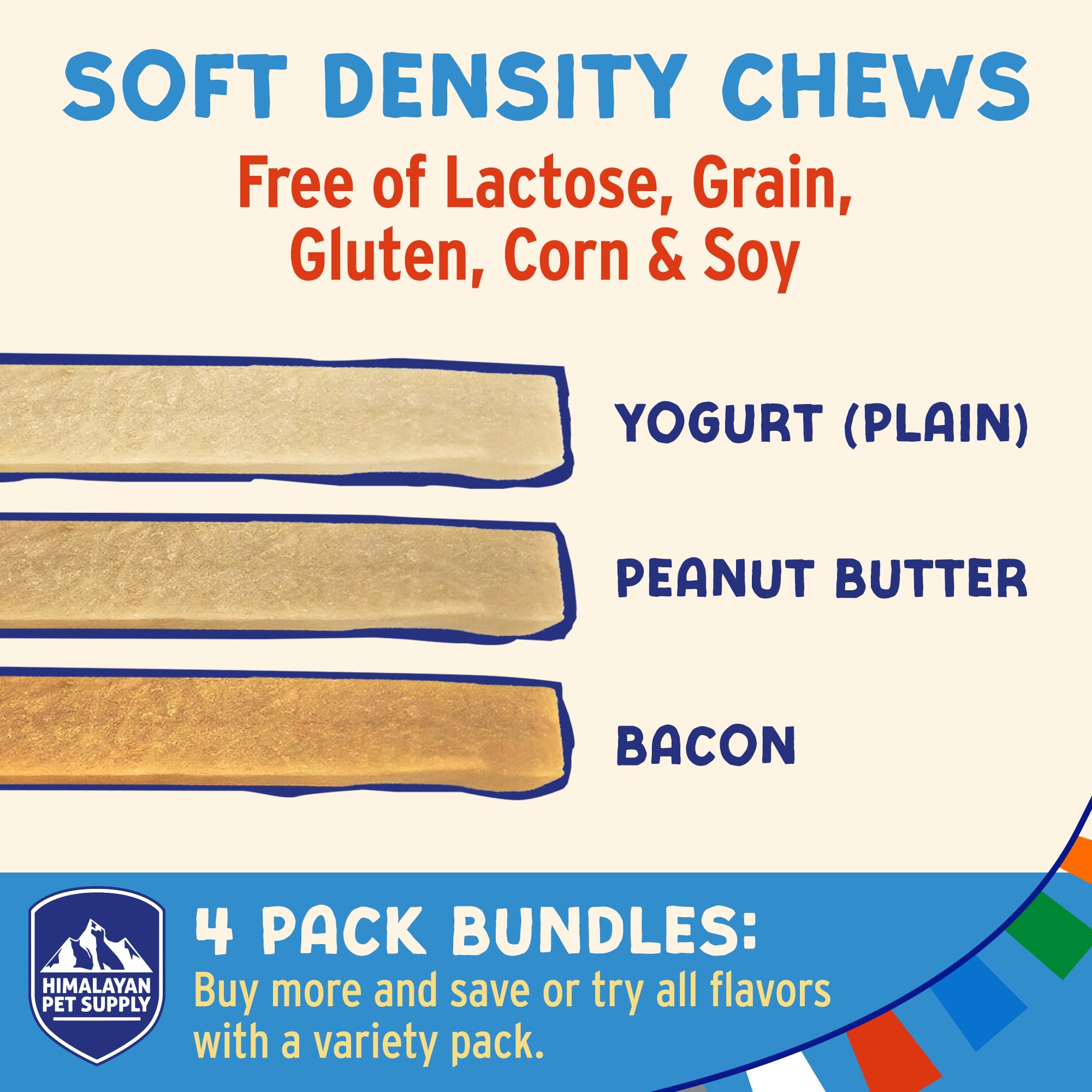 Himalayan Dog Chew Yogurt Sticks – emballage pratique, lot de 4 pièces.