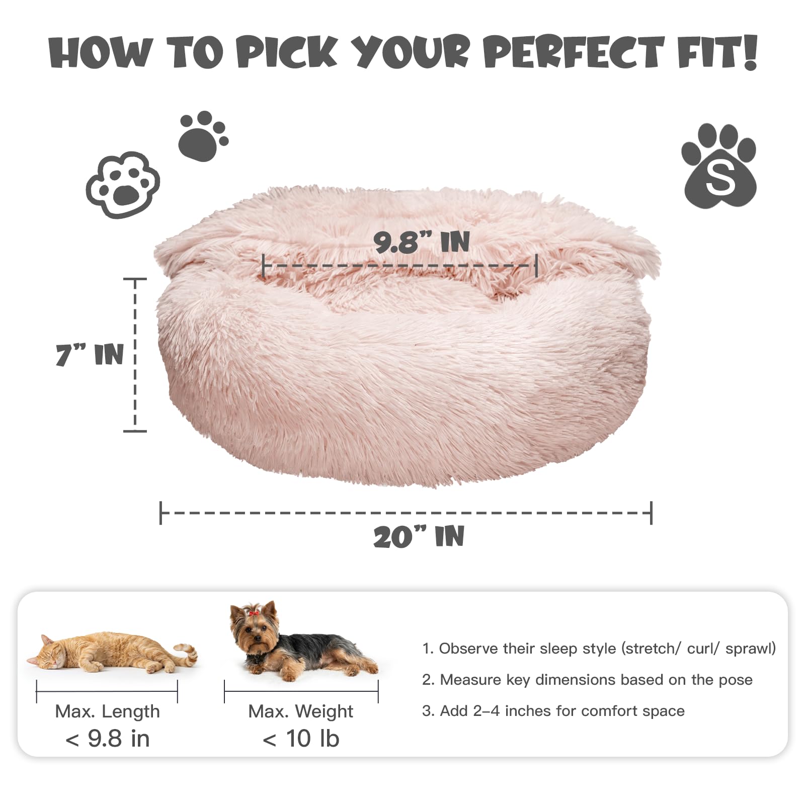 Himax lit-beignet petit chien en velours doux et soutien enveloppant.