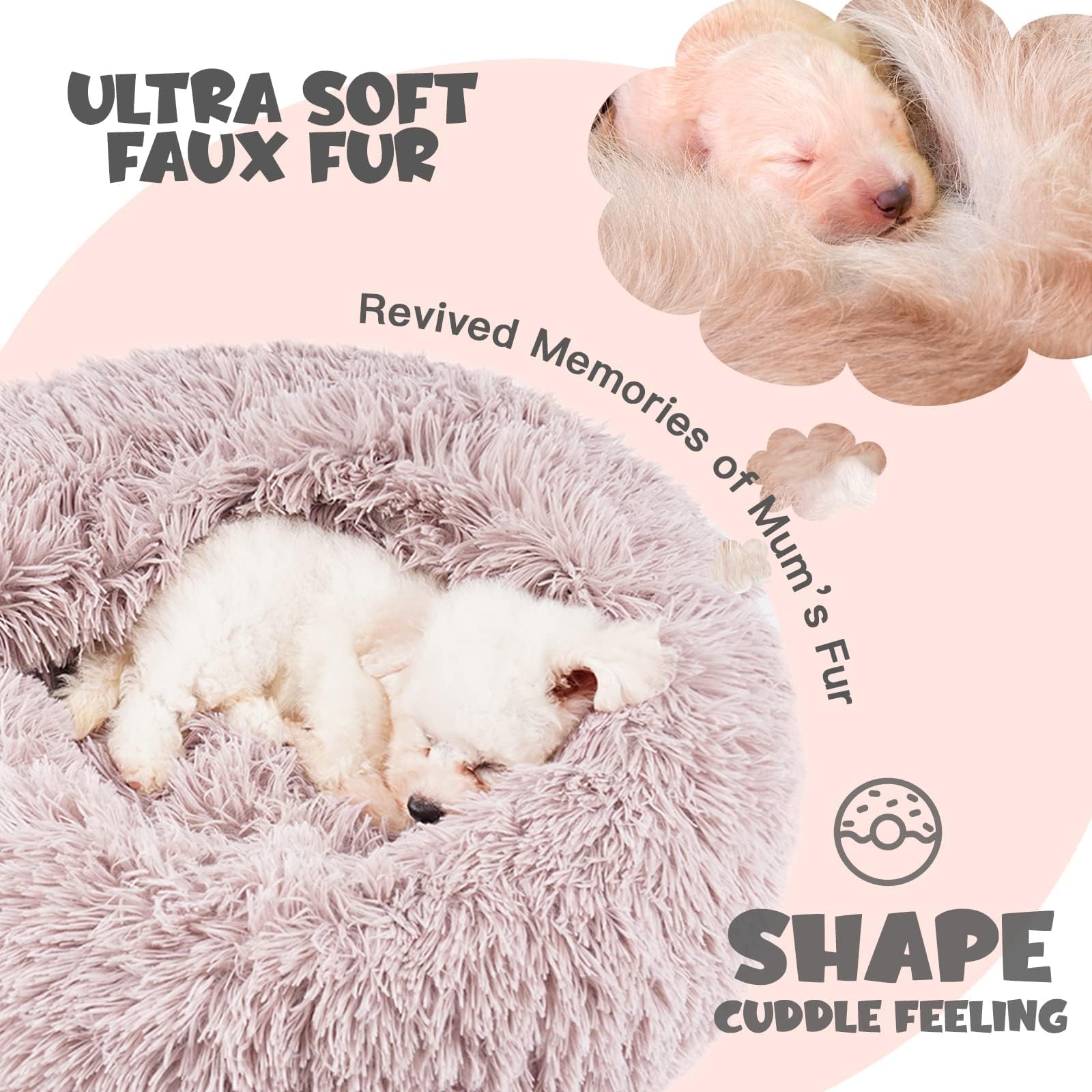 Himax lit-beignet petit chien avec couverture, usage 4-en-1 polyvalent.