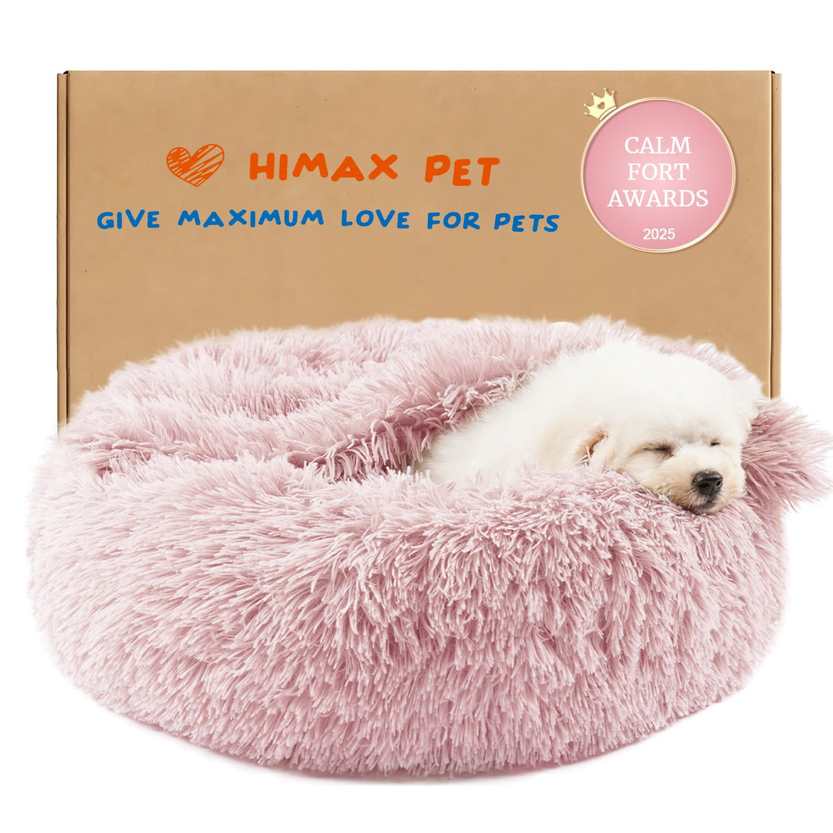 Himax lit donut rose pour petit chien ou chat, confort enveloppant.