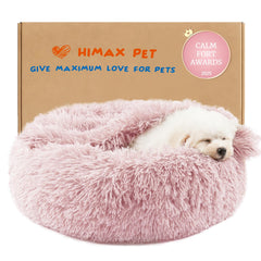 Himax lit donut rose pour petit chien ou chat, confort enveloppant.