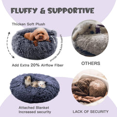 Himax tissu plush doux sur lit donut pour chien.