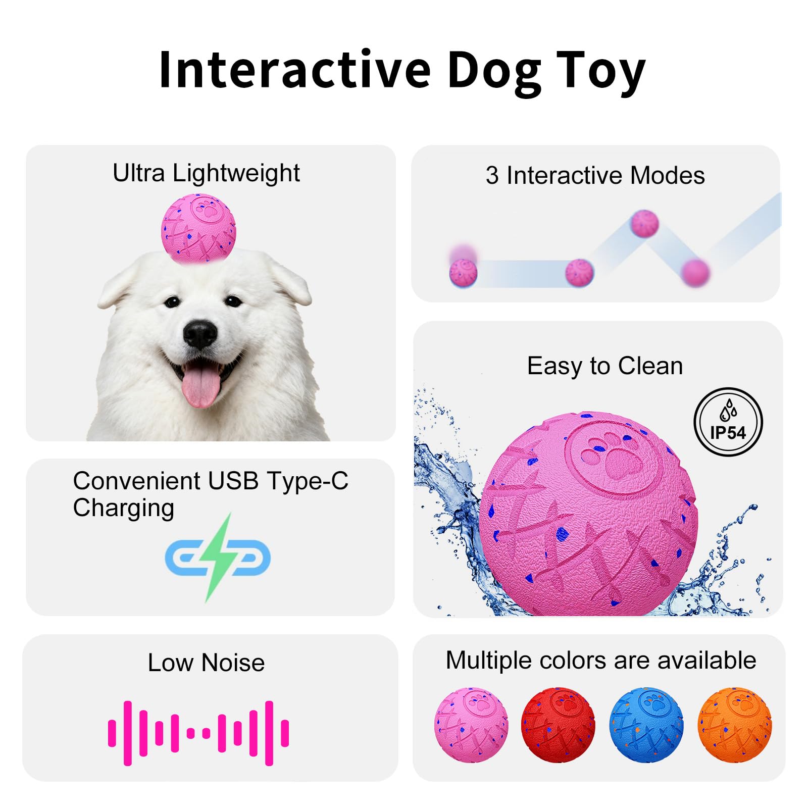 Mode folle hipibbo, balle pour chien rose, stimule l'activité physique.