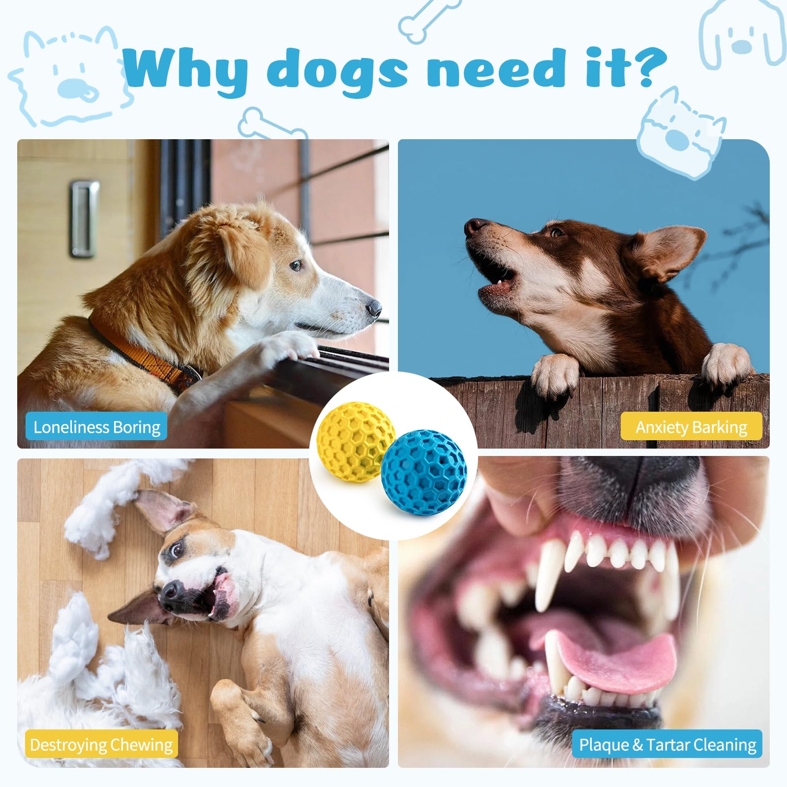 HIPPIH balle-chien-rebond-irrésistible: rebond stimulant pour jeux de lancer et course.