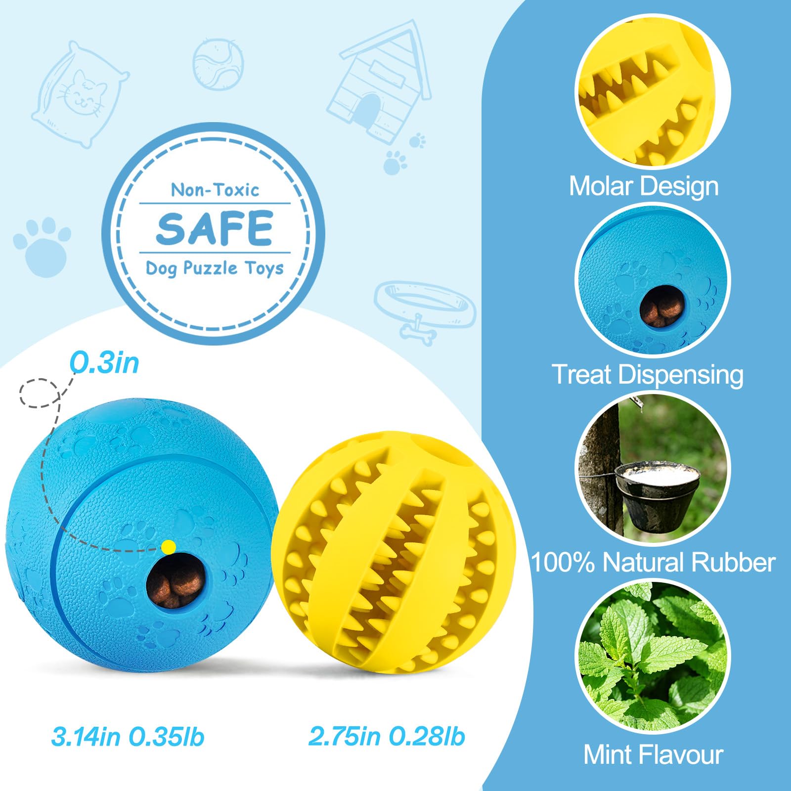 HIPPIH – balle jaune puzzle chien, favorise l'amusement lent et protège les dents.