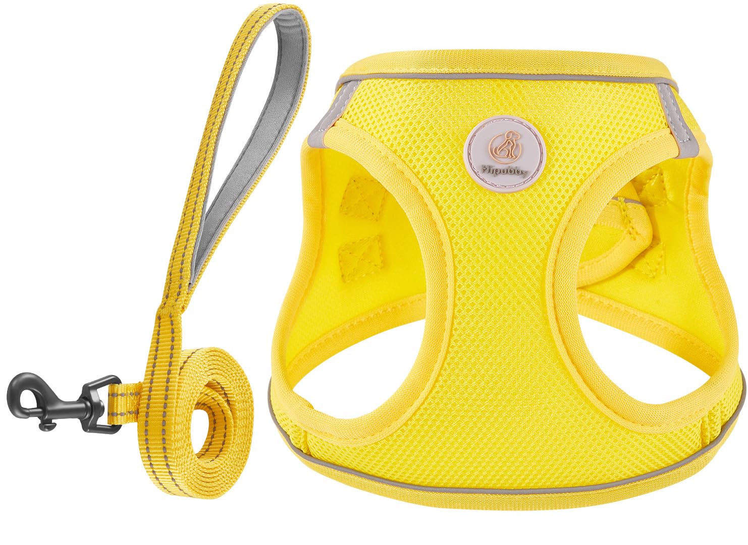 Harnais Hipubby jaune pour chien et chat, enfilage rapide.